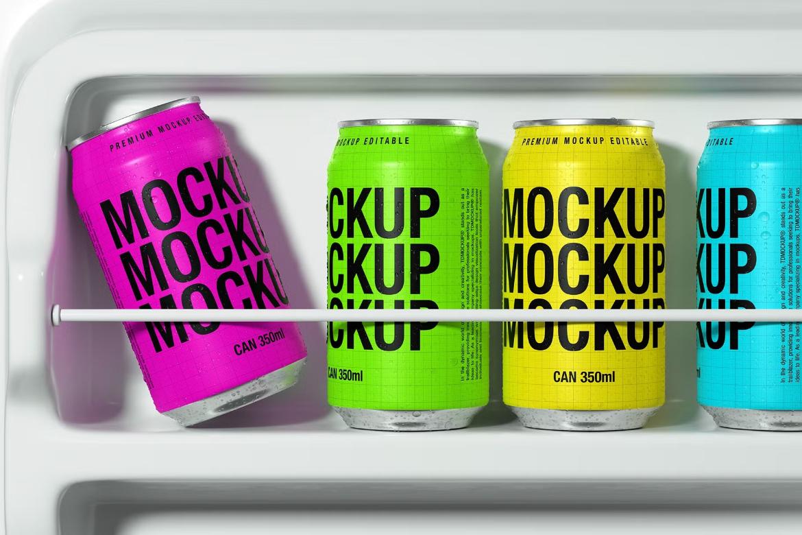 Cans Mockup - Fridge Scene