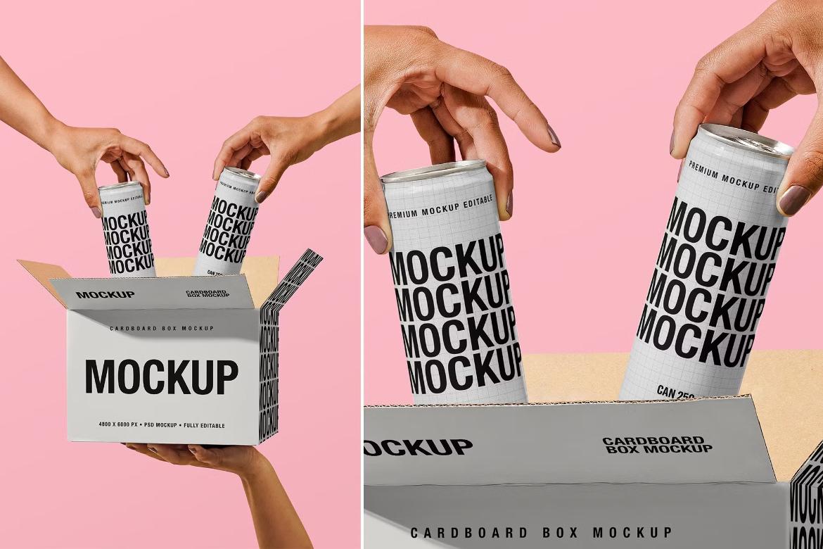 Cans and a Box - Mockup