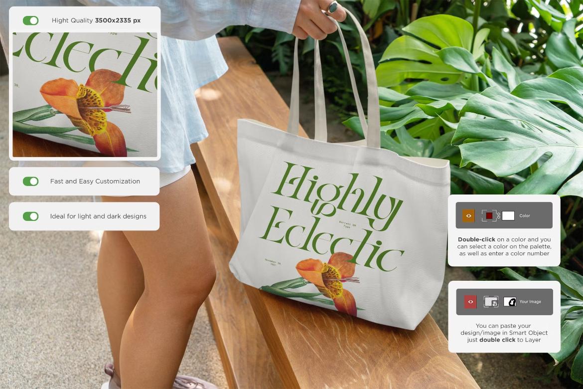 Wide Tote Bag Mockups