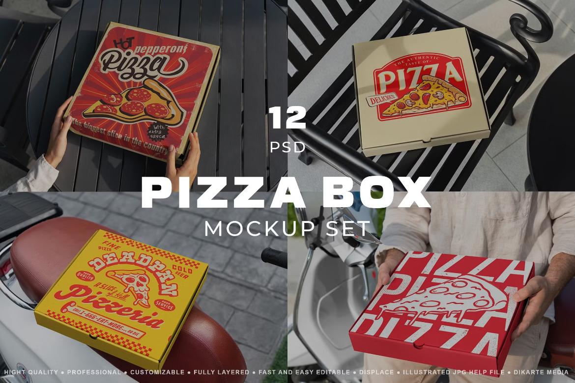 Pizza Box Mockups Set