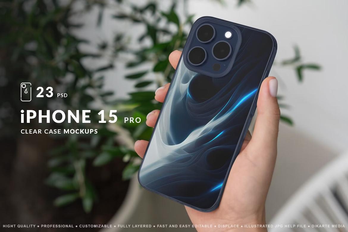 iPhone 15 Pro Clear Case Mockups