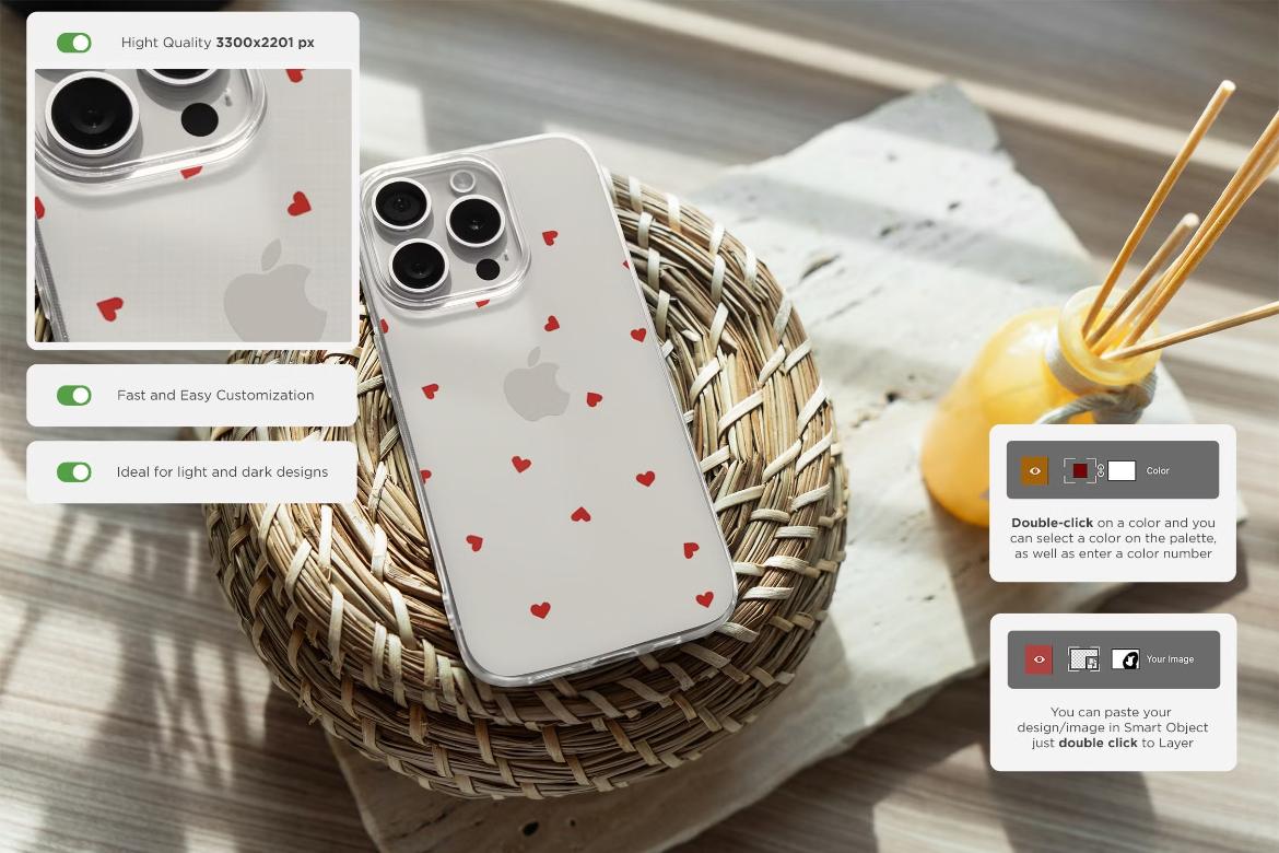 iPhone 15 Pro Clear Case Mockups