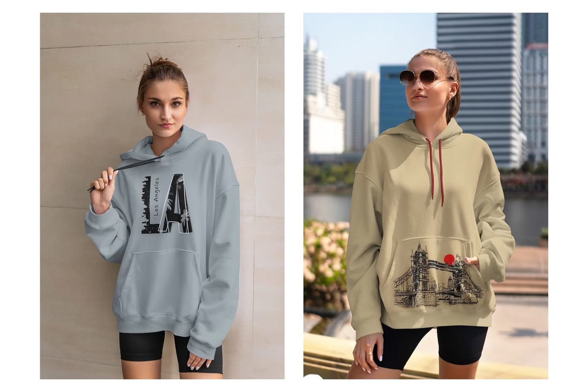 Hoodie Mockups Stylish Woman