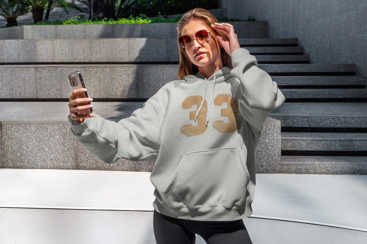Hoodie Mockups Stylish Woman