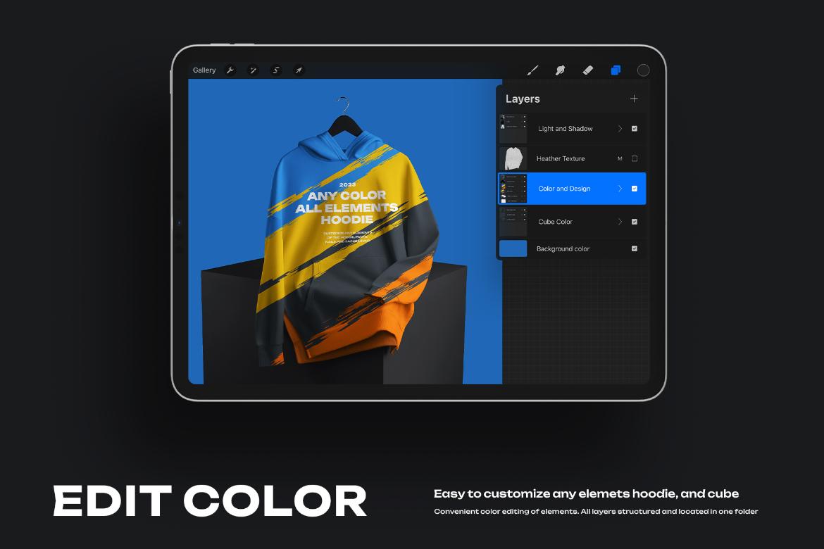 7 Mockups Oversize Long Hoodies For Procreate on iPad