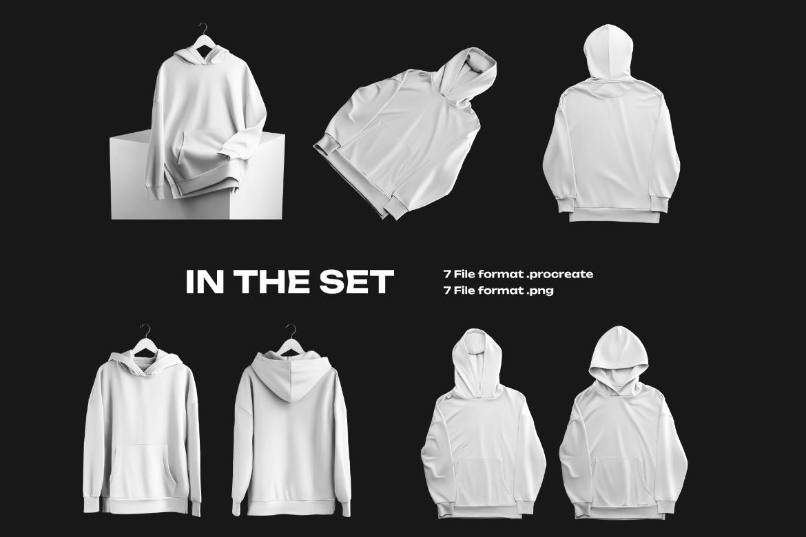 7 Mockups Oversize Long Hoodies For Procreate on iPad