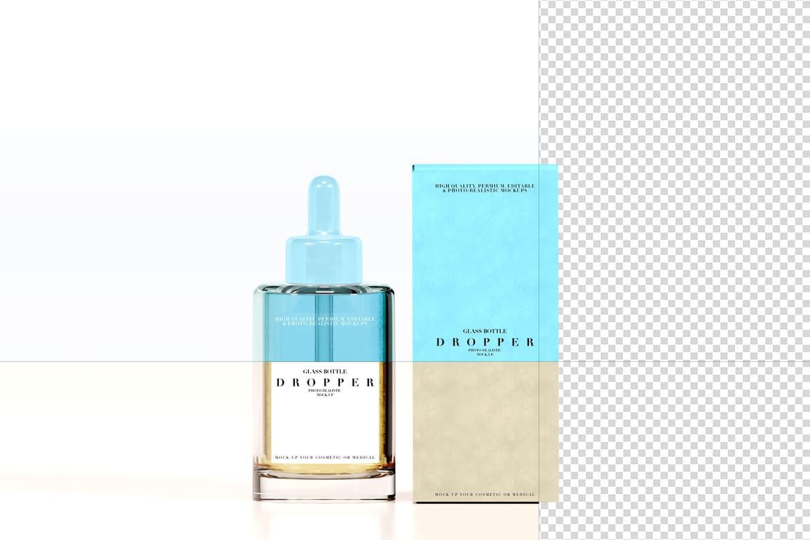 Glass Dropper Bottle Cosmetics Mockup