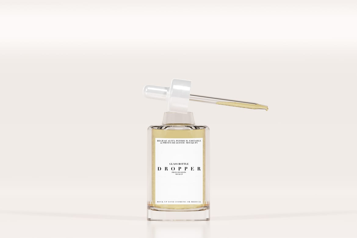 Glass Dropper Bottle Cosmetics Mockup