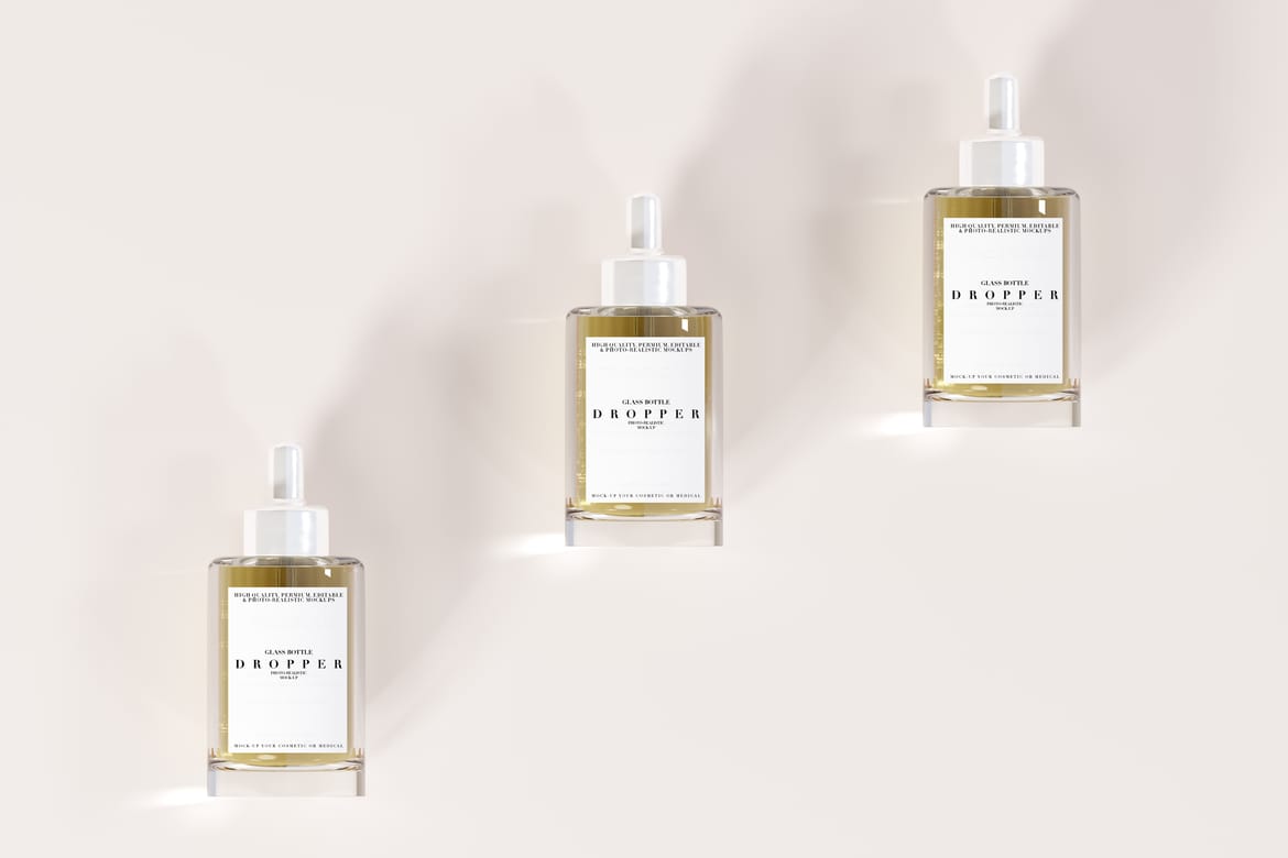 Glass Dropper Bottle Cosmetics Mockup