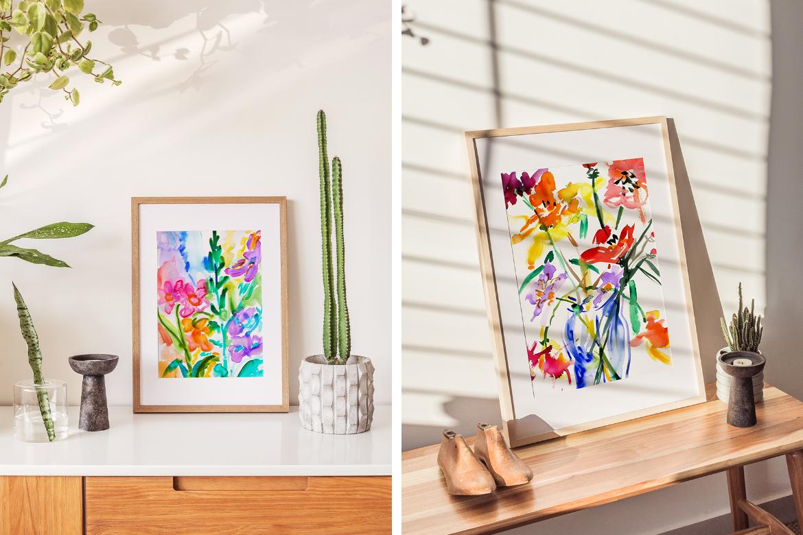 55 Bright Colorful Watercolor PRINTS