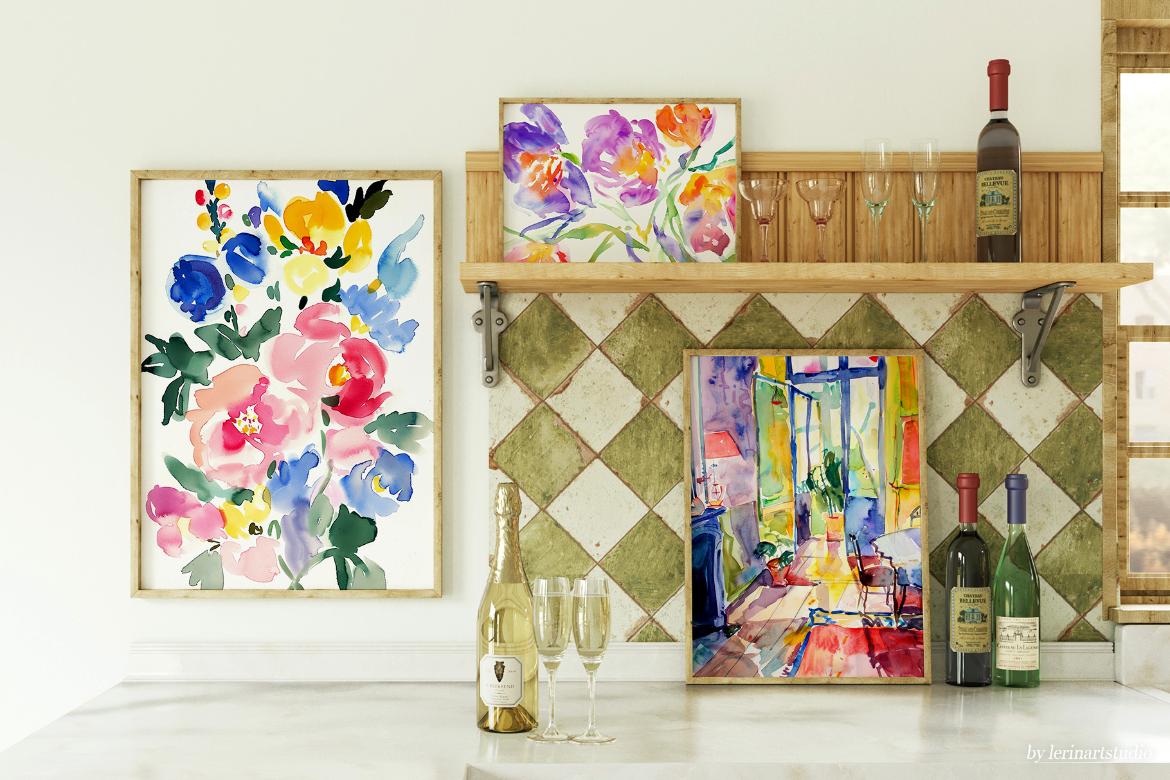 55 Bright Colorful Watercolor PRINTS