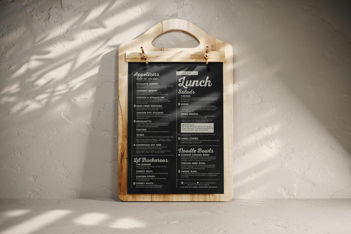 Cutting Board Menu Mockup