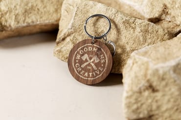 Round Branded Wooden Keychain Mockup