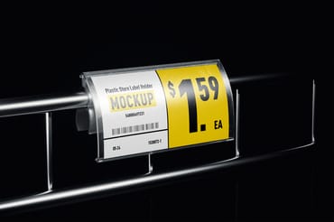 Plastic Store Label Holder Mockup