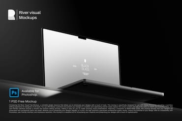 Black Glass Macbook Pro 16 Mockup