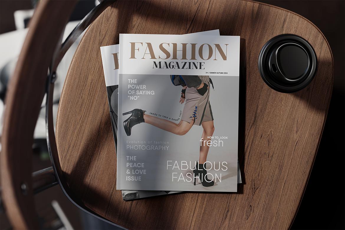 Glossy Magazine on the Chair Mockup