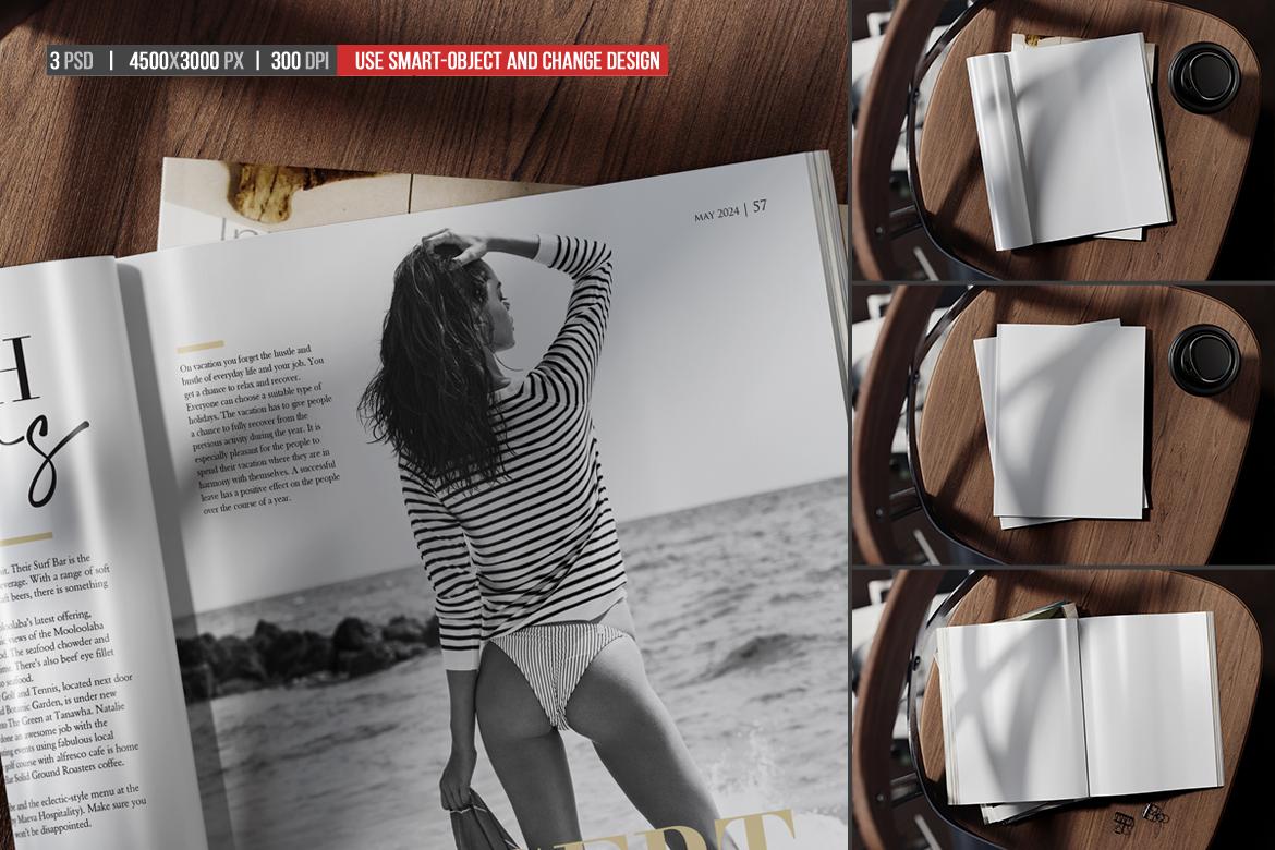 Glossy Magazine on the Chair Mockup