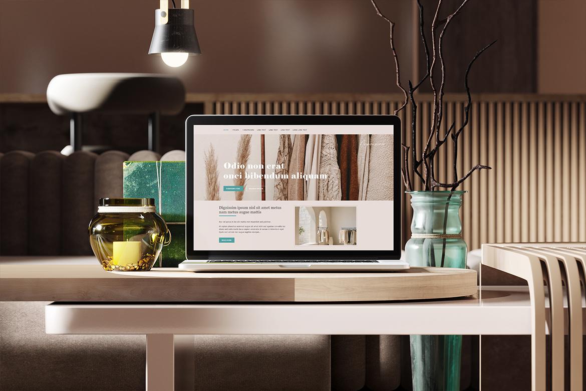 Laptop Display in Cozy Interior Mockup