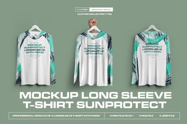  4 Mockups Long Sleeve T-Shirt SunProtect on Hangers