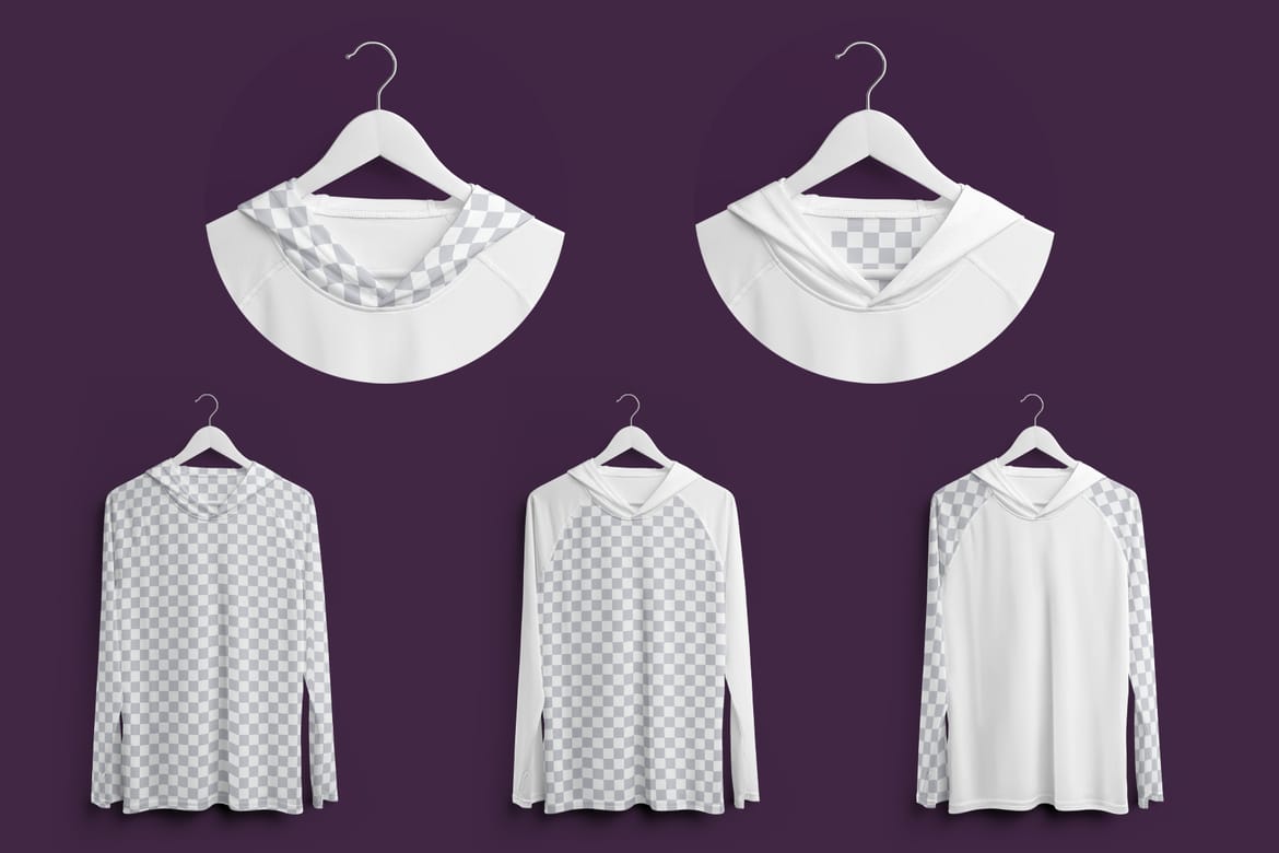  4 Mockups Long Sleeve T-Shirt SunProtect on Hangers