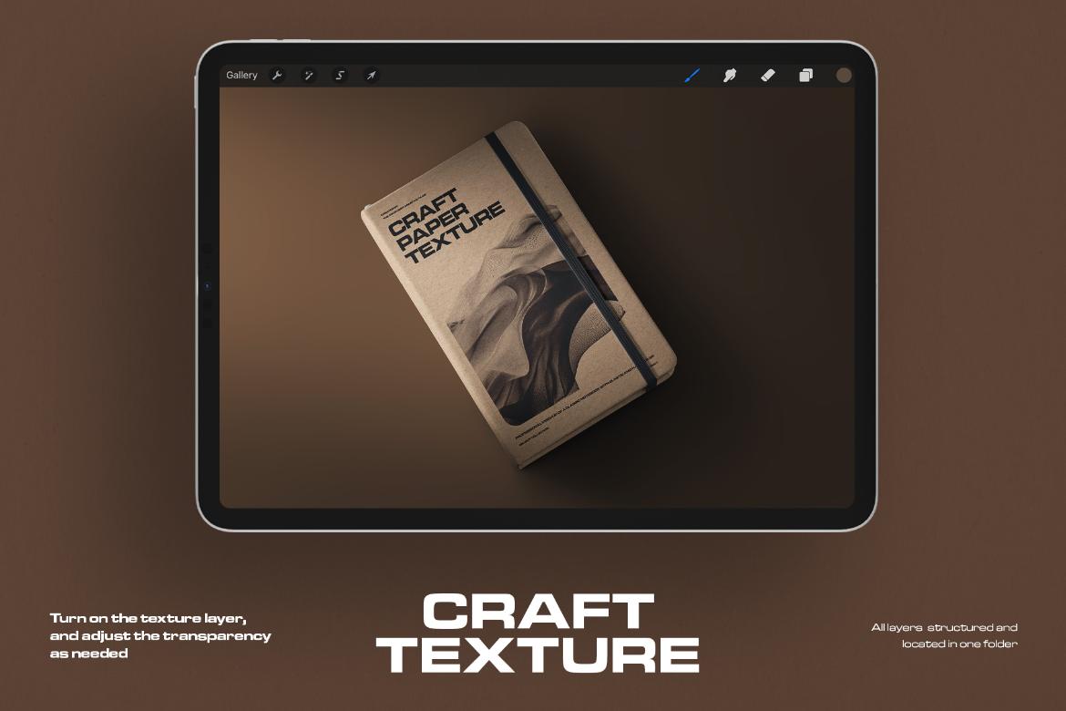 6 Mockups of Classic Notebook with Band and Hard Cover for Procreate