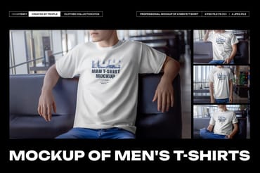4 Mockups Man T-Shirt In The Indoor