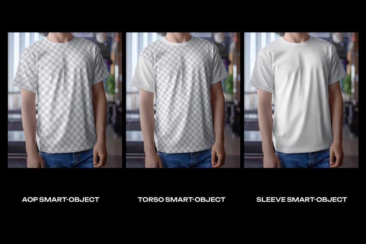 4 Mockups Man T-Shirt In The Indoor