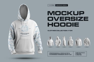  7 Mockups Oversize Hoodie in 3D Style