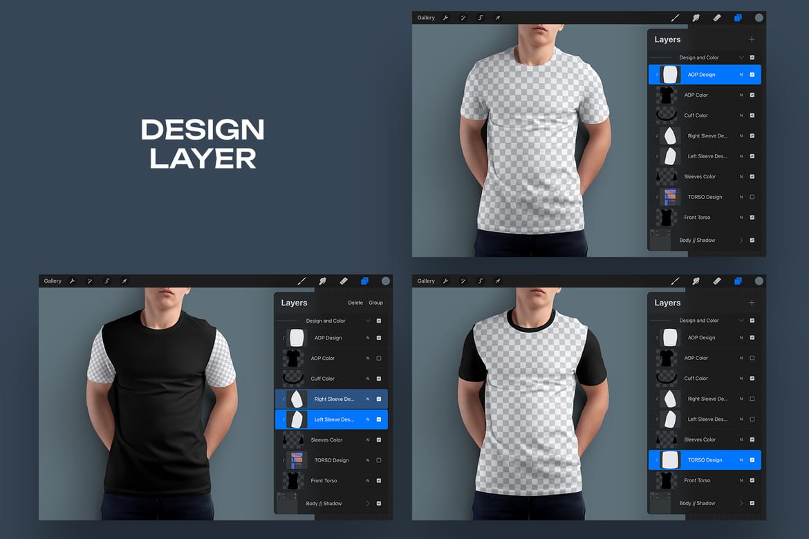 5 Mockups Man T-Shirt for Procreate