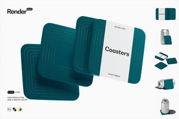 Square Coasters Mockup