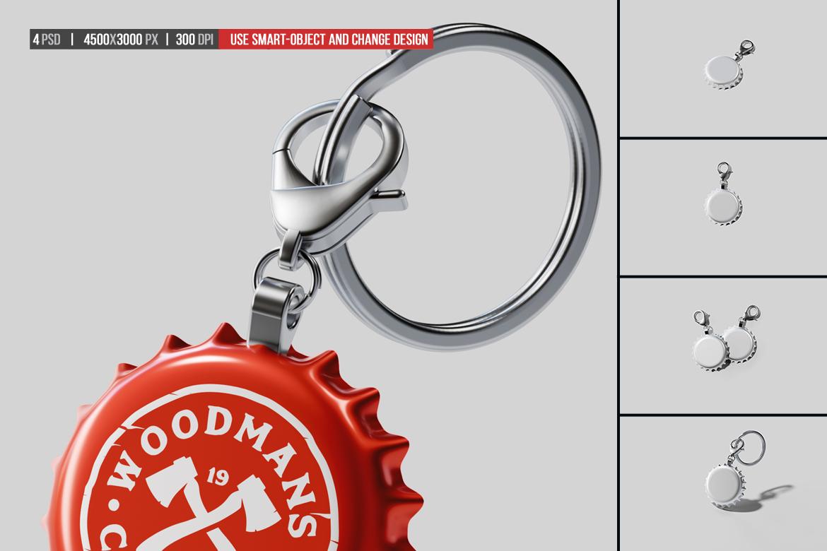 Bottle Cap Keychain Mockup