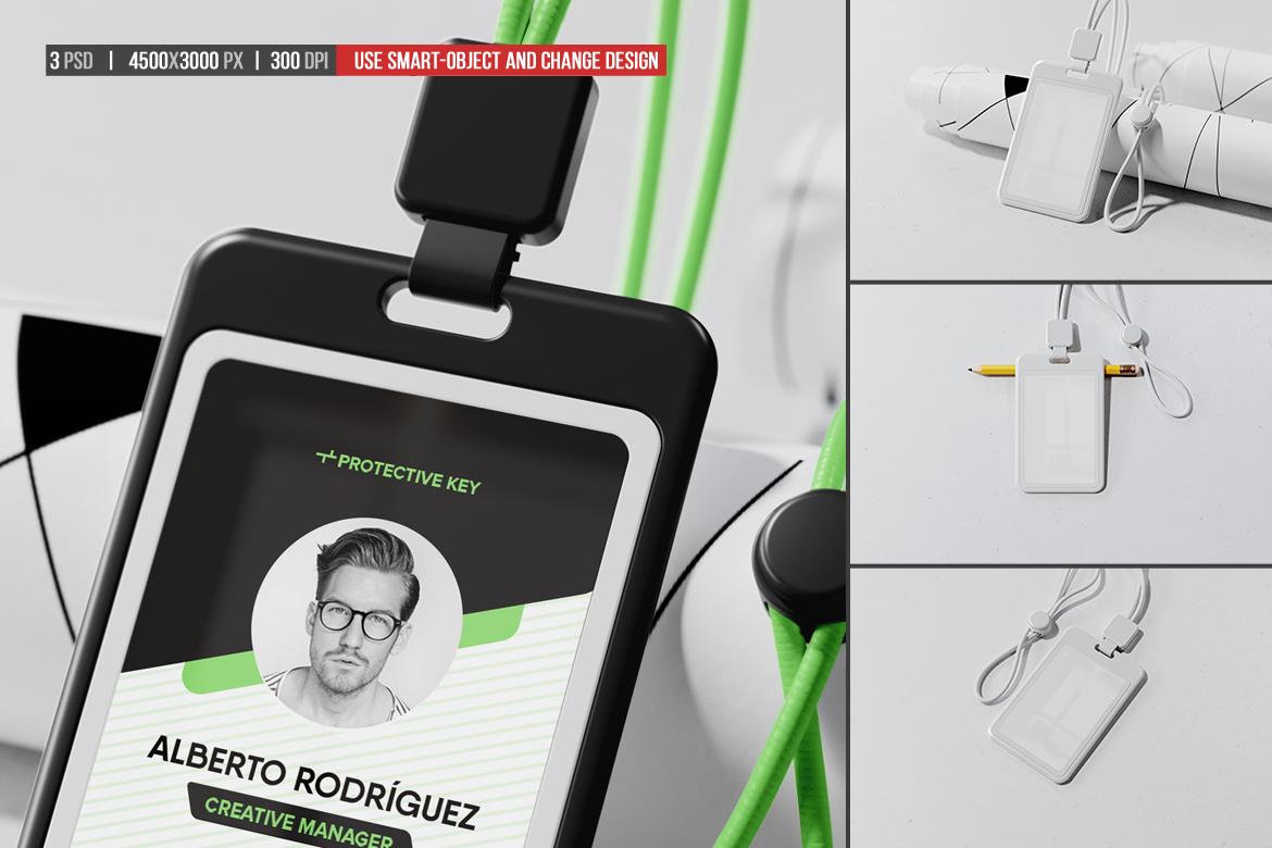 Strap ID Card Holder Mockup