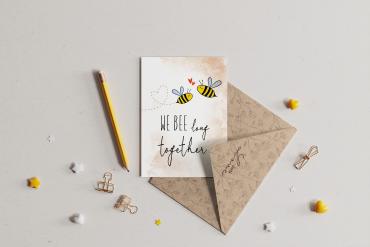Postcard with Kraft Envelope Mockup