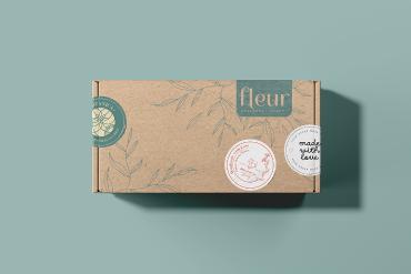 Rectangular Kraft Box with Set of Different Stickers Mockup