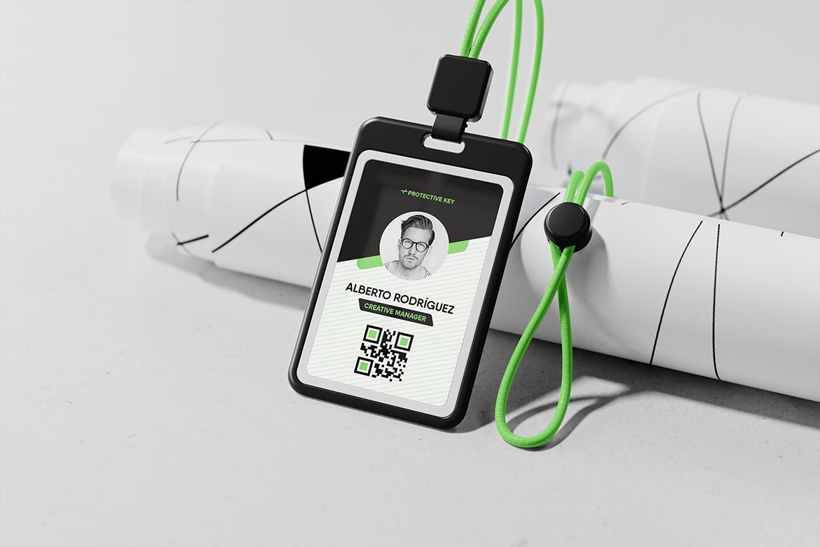 Strap ID Card Holder Mockup