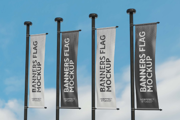 Pole Banners Flag Mockup Set (NE13)