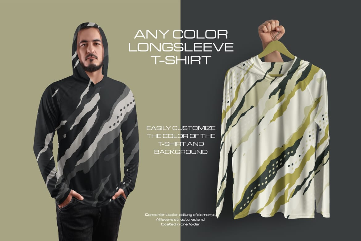  14 Men's Mockups Long Sleeve T-Shirt SunProtect