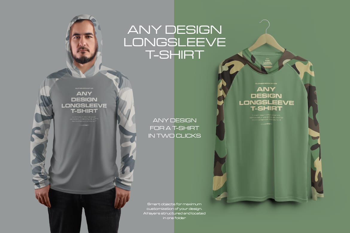  14 Men's Mockups Long Sleeve T-Shirt SunProtect
