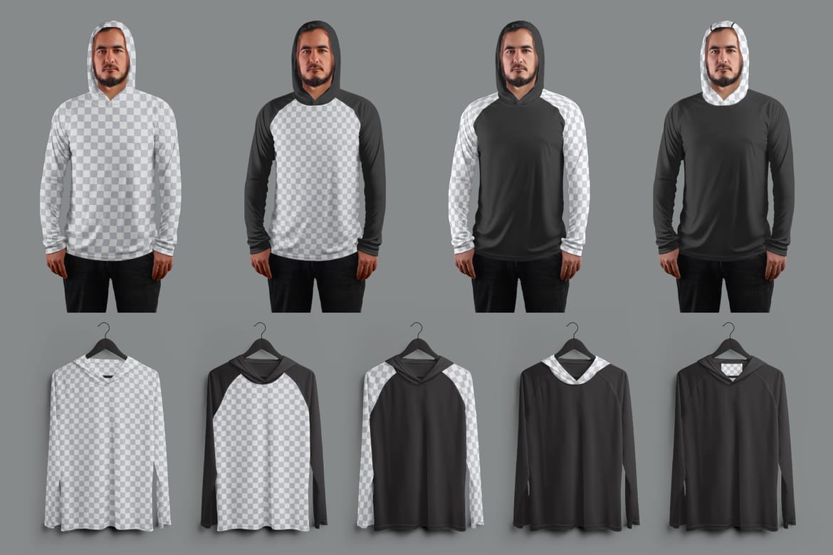  14 Men's Mockups Long Sleeve T-Shirt SunProtect