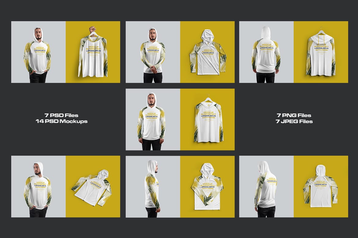  14 Men's Mockups Long Sleeve T-Shirt SunProtect