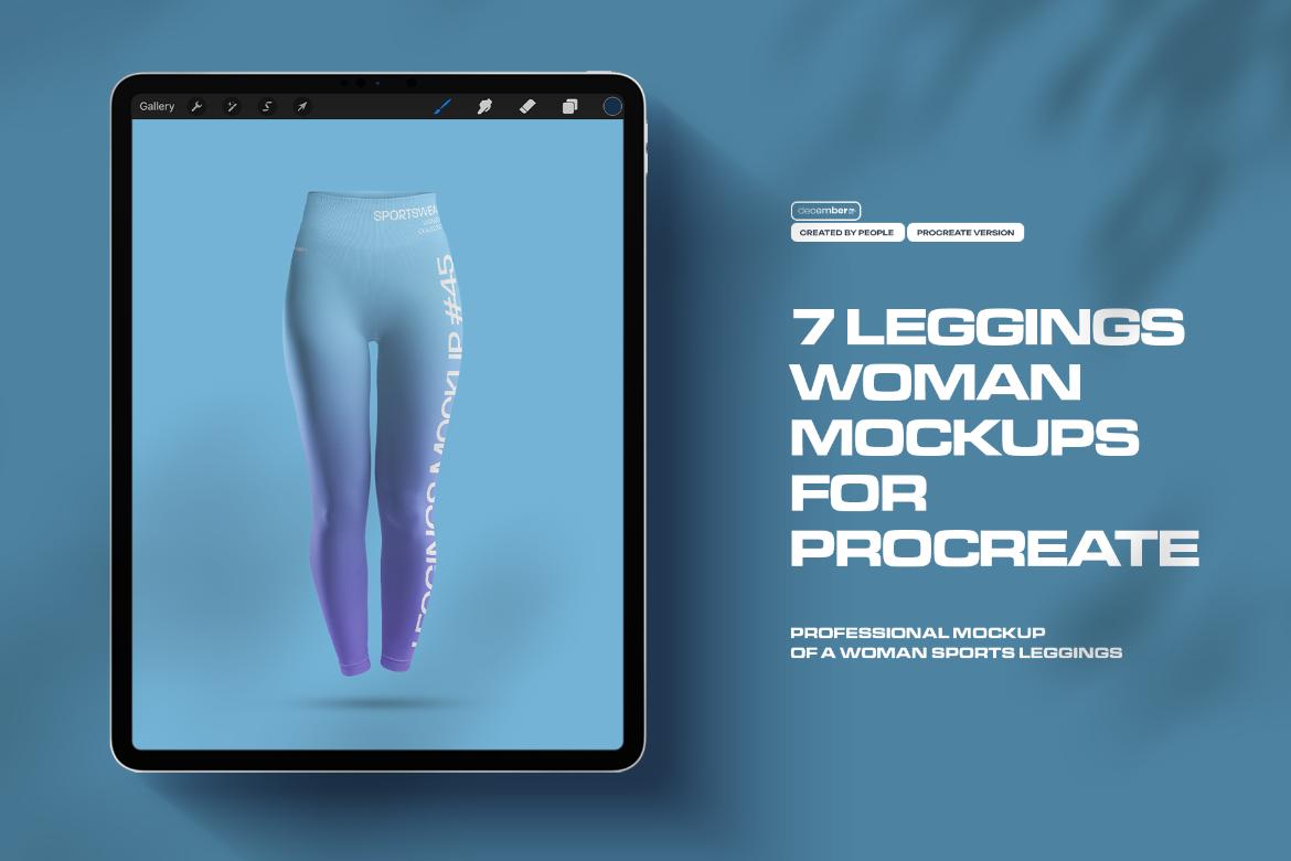 7 Mockups Sports Leggings With Wide Elastic Waist for Procreate