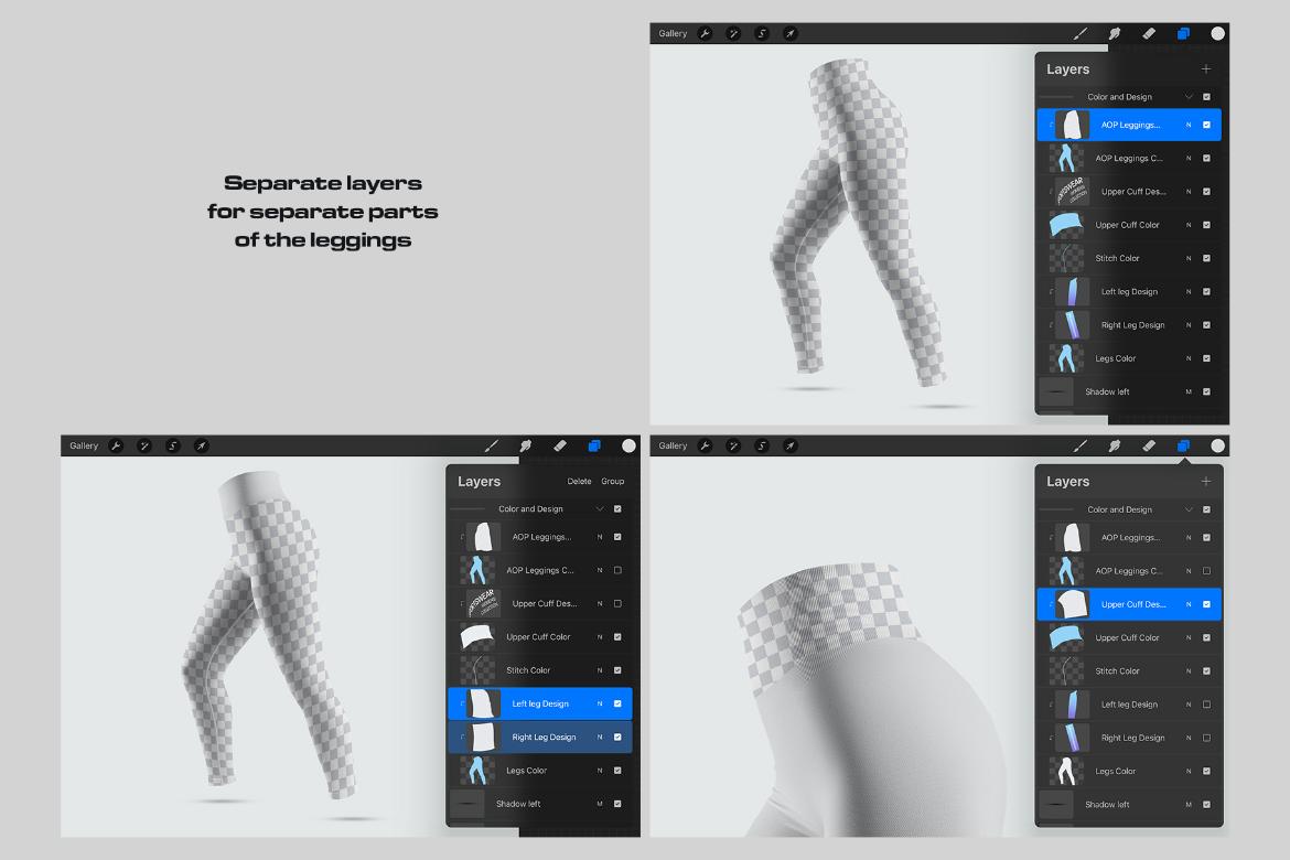 7 Mockups Sports Leggings With Wide Elastic Waist for Procreate