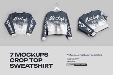  6 Mockups Crop Top Woman Sweatshirt