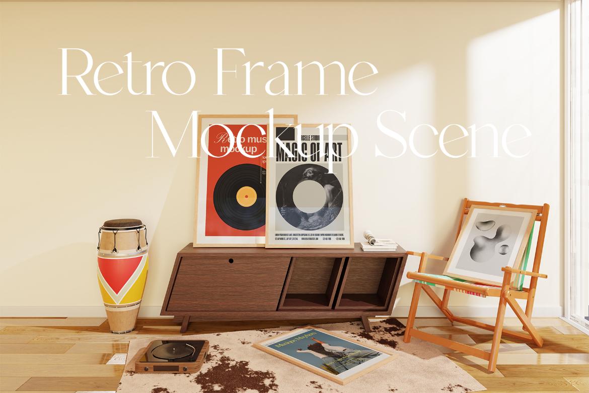 Retro Frame Mockup Scene