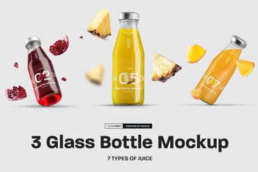 3 Mockup Glass Juice Bottle