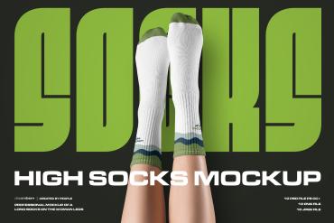 10 Mockups High Socks on the Woman Legs vol.02