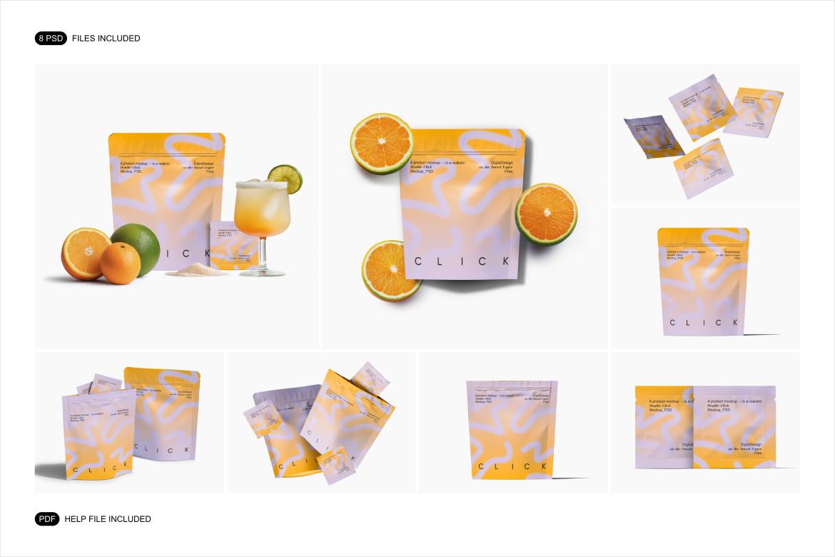 Stand-Up Pouch and Sachet Mockup Set