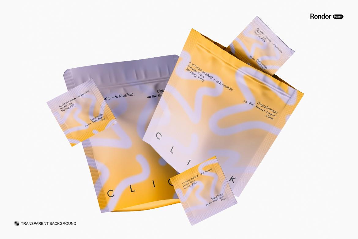 Stand-Up Pouch and Sachet Mockup Set