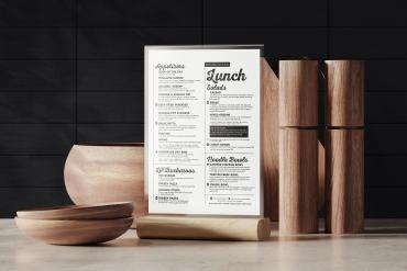 Table Top Wooden Menu Holder Mockup