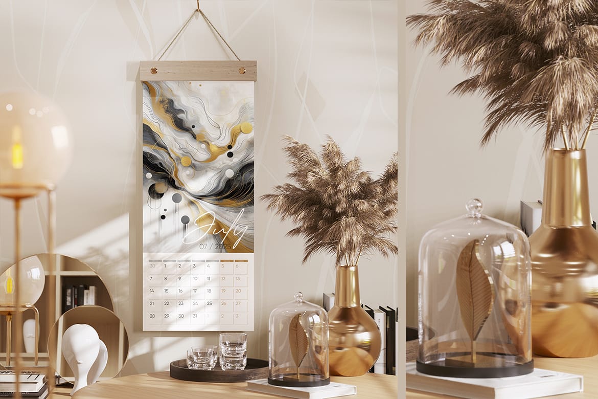 Wall Hanging Calendar Poster Mockup